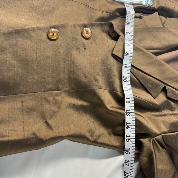 Vintage Fillity Brown 100% Silk Suit Jacket US 8 - Picture 8 of 10